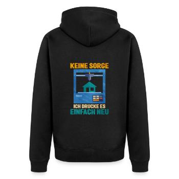 3D Printing - Unisex Premium Organic Zip Hoodie - black - Back - Nico (187cm)