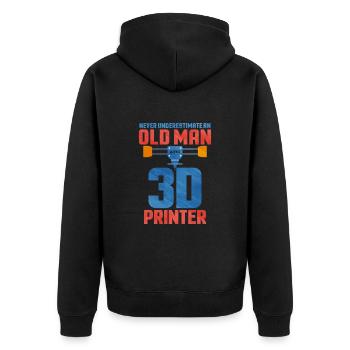 3D Printing - Unisex Premium Organic Zip Hoodie - black - Back - Nico (187cm)