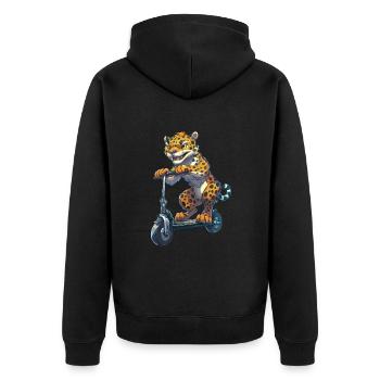 Jaguar Roller - Unisex Premium Bio Zip Hoodie - Schwarz - Hinten - Nico (187cm)
