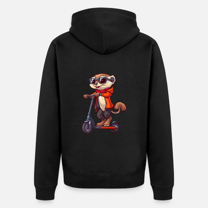 Erdmännchen Roller - Unisex Premium Bio Zip Hoodie - Schwarz