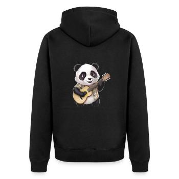 Cat Playing Guitar Gift - Unisex Premium Organic Zip Hoodie - black - Back - Nico (187cm)