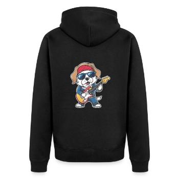 Faultier spielt Gitarre Geschenk - Unisex Premium Bio Zip Hoodie - Schwarz - Hinten - Nico (187cm)