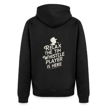 Tin Whistle - Unisex Premium Organic Zip Hoodie - black - Back - Nico (187cm)