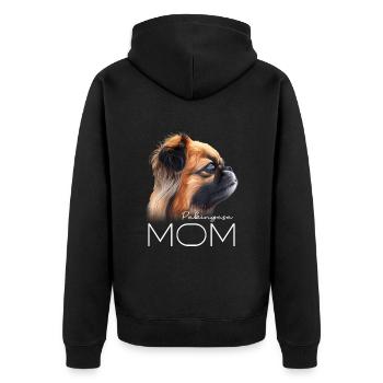 Pekingese Mama - Unisex Premium Bio Zip Hoodie - Schwarz - Hinten - Nico (187cm)