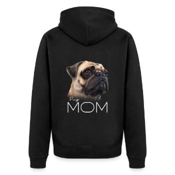 Pug Mops Mama - Unisex Premium Bio Zip Hoodie - Schwarz - Hinten - Nico (187cm)