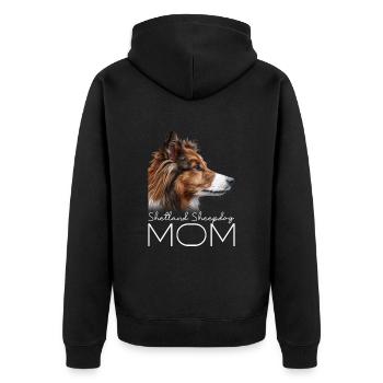 Shetland Sheepdog Mama - Unisex Premium Bio Zip Hoodie - Schwarz - Hinten - Nico (187cm)