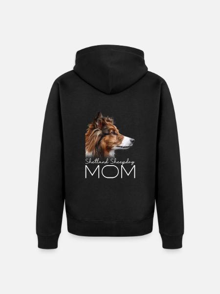Shetlanninlammaskoira Mama - Premium unisex luomu-huppari vetoketjulla - musta