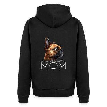 Brussel Griffon Mama - Unisex Premium Bio Zip Hoodie - Schwarz - Hinten - Nico (187cm)