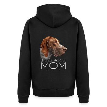 Bracco Italiano Mama - Unisex Premium Bio Zip Hoodie - Schwarz - Hinten - Nico (187cm)