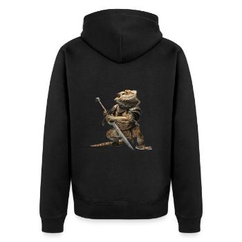 Bearded Dragon Knight Medieval - Unisex Premium Organic Zip Hoodie - black - Back - Nico (187cm)