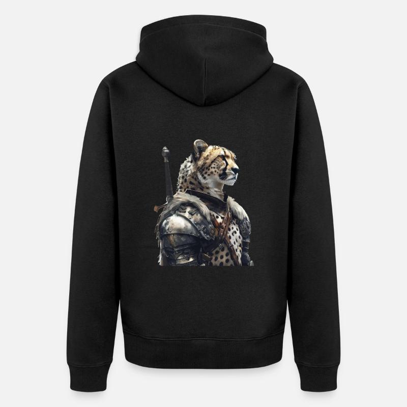 Chevalier guépard Moyen Âge - Veste à capuche bio Premium Unisexe - noir