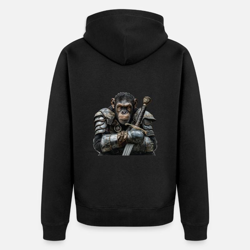 Chimpanzé Chevalier Moyen Âge - Veste à capuche bio Premium Unisexe - noir