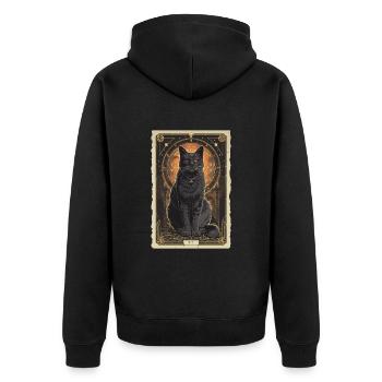 Katzengöttin Tarot - Unisex Premium Bio Zip Hoodie - Schwarz - Hinten - Nico (187cm)
