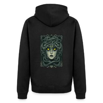 Meduse Tarot - Unisex Premium Bio Zip Hoodie - Schwarz - Hinten - Nico (187cm)