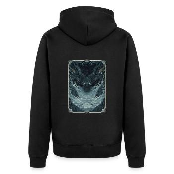 Die abgrundtiefen Tiefen Tarot - Unisex Premium Bio Zip Hoodie - Schwarz - Hinten - Nico (187cm)
