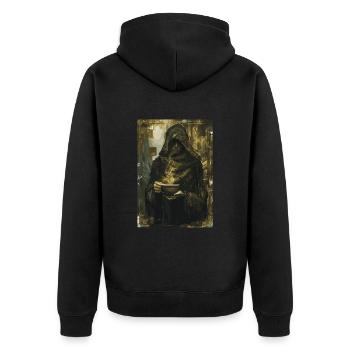 Der Kaffeetrinker Tarot - Unisex Premium Bio Zip Hoodie - Schwarz - Hinten - Nico (187cm)