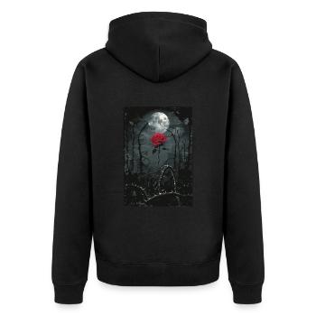 Die purpurrote Rose Tarot - Unisex Premium Bio Zip Hoodie - Schwarz - Hinten - Nico (187cm)