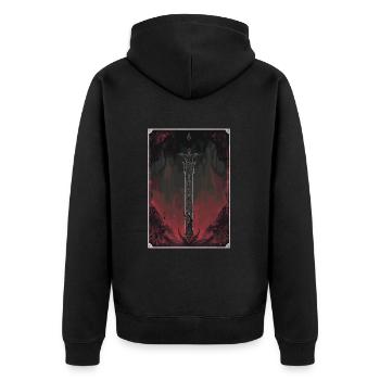 Die verfluchte Klinge Tarot - Unisex Premium Bio Zip Hoodie - Schwarz - Hinten - Nico (187cm)