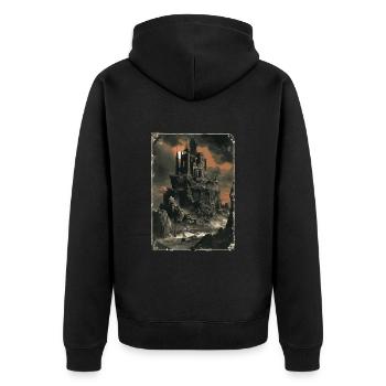Die dunkle Zitadelle Tarot - Unisex Premium Bio Zip Hoodie - Schwarz - Hinten - Nico (187cm)