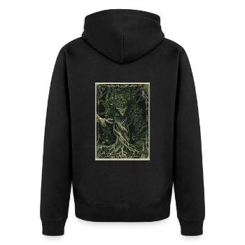 Der Waldwächter Tarot - Unisex Premium Bio Zip Hoodie - Schwarz - Hinten - Nico (187cm)