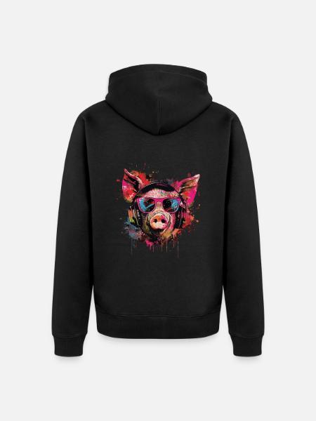 Pig - Unisex Premium Organic Zip Hoodie - black