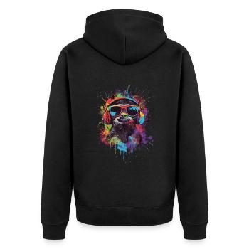 Faultier - Unisex Premium Bio Zip Hoodie - Schwarz - Hinten - Nico (187cm)