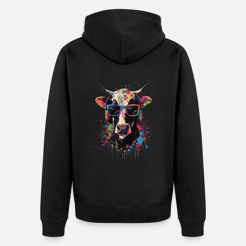 Kuh - Unisex Premium Bio Zip Hoodie - Schwarz