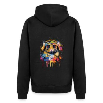 Hamster - Unisex Premium Bio Zip Hoodie - Schwarz - Hinten - Nico (187cm)