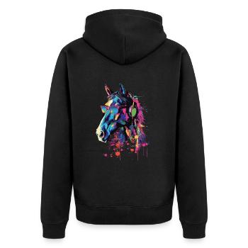 Pferd - Unisex Premium Bio Zip Hoodie - Schwarz - Hinten - Nico (187cm)
