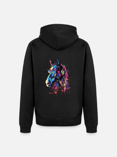 Pferd - Unisex Premium Bio Zip Hoodie - Schwarz