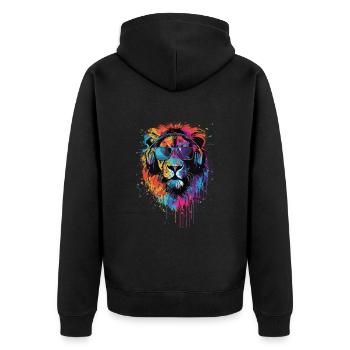 Löwe - Unisex Premium Bio Zip Hoodie - Schwarz - Hinten - Nico (187cm)