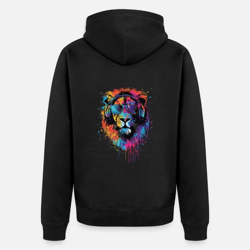 Löwe - Unisex Premium Bio Zip Hoodie - Schwarz