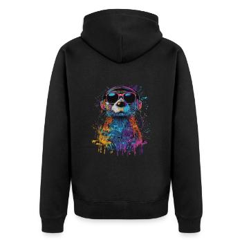 Otter - Unisex Premium Organic Zip Hoodie - black - Back - Nico (187cm)