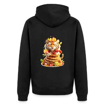 Tiger Pancakes - Unisex Premium Bio Zip Hoodie - Schwarz - Hinten - Nico (187cm)