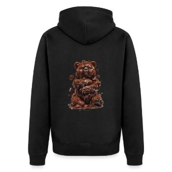 Bär Brownies - Unisex Premium Bio Zip Hoodie - Schwarz - Hinten - Nico (187cm)