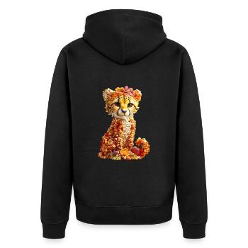 Gepard Müsli - Unisex Premium Bio Zip Hoodie - Schwarz - Hinten - Nico (187cm)