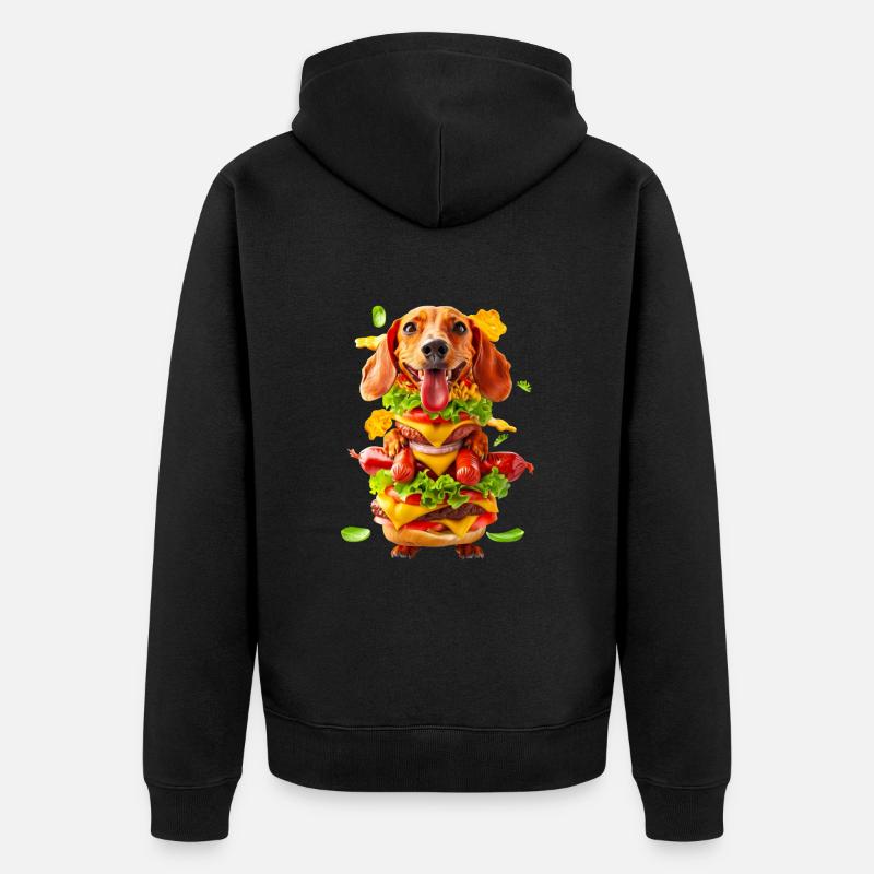 Dackel Hotdog - Unisex Premium Bio Zip Hoodie - Schwarz
