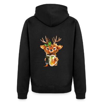Hirsch Gimbap - Unisex Premium Bio Zip Hoodie - Schwarz - Hinten - Nico (187cm)