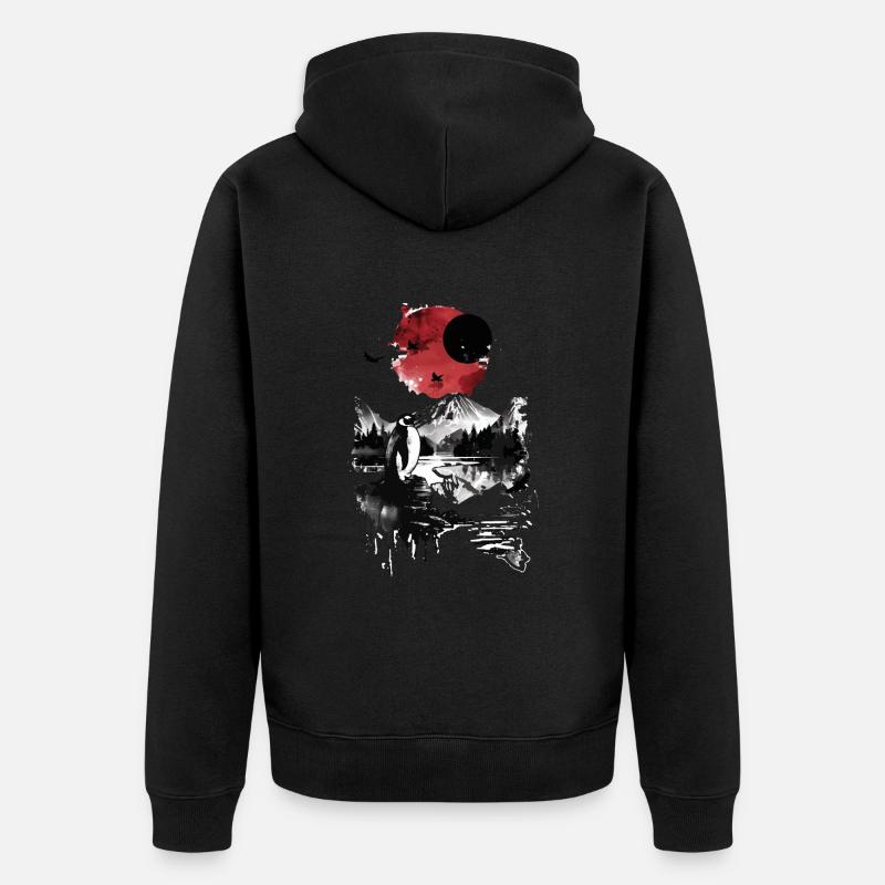 Pinguin - Unisex Premium Bio Zip Hoodie - Schwarz