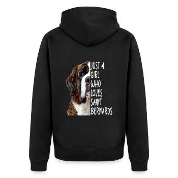 Saint Bernard Girl Gift - Unisex Premium Organic Zip Hoodie - black - Back - Nico (187cm)