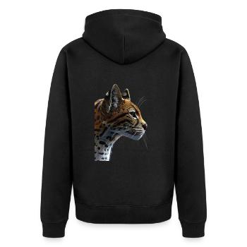 Ocelot - Unisex Premium Organic Zip Hoodie - black - Back - Nico (187cm)