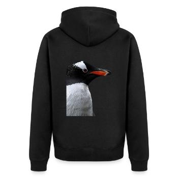 Pinguin - Unisex Premium Bio Zip Hoodie - Schwarz - Hinten - Nico (187cm)