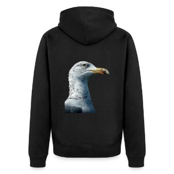 Gull - Unisex Premium Organic Zip Hoodie - black - Back - Nico (187cm)