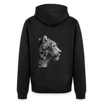 Snow leopard - Unisex Premium Organic Zip Hoodie - black - Back - Nico (187cm)
