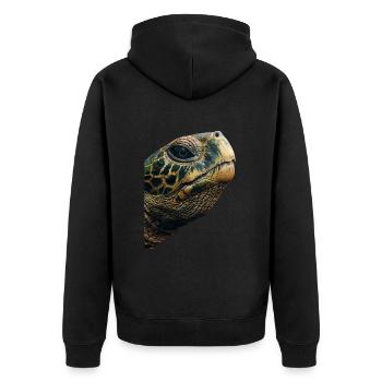 Turtle - Unisex Premium Organic Zip Hoodie - black - Back - Nico (187cm)