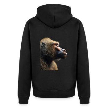 Pavian - Unisex Premium Bio Zip Hoodie - Schwarz - Hinten - Nico (187cm)
