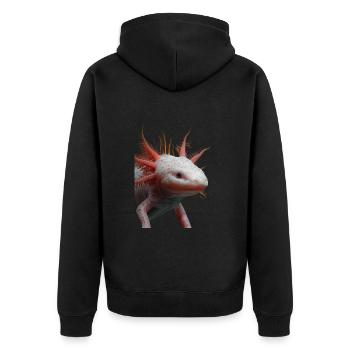 Axolotl - Unisex Premium Bio Zip Hoodie - Schwarz - Hinten - Nico (187cm)