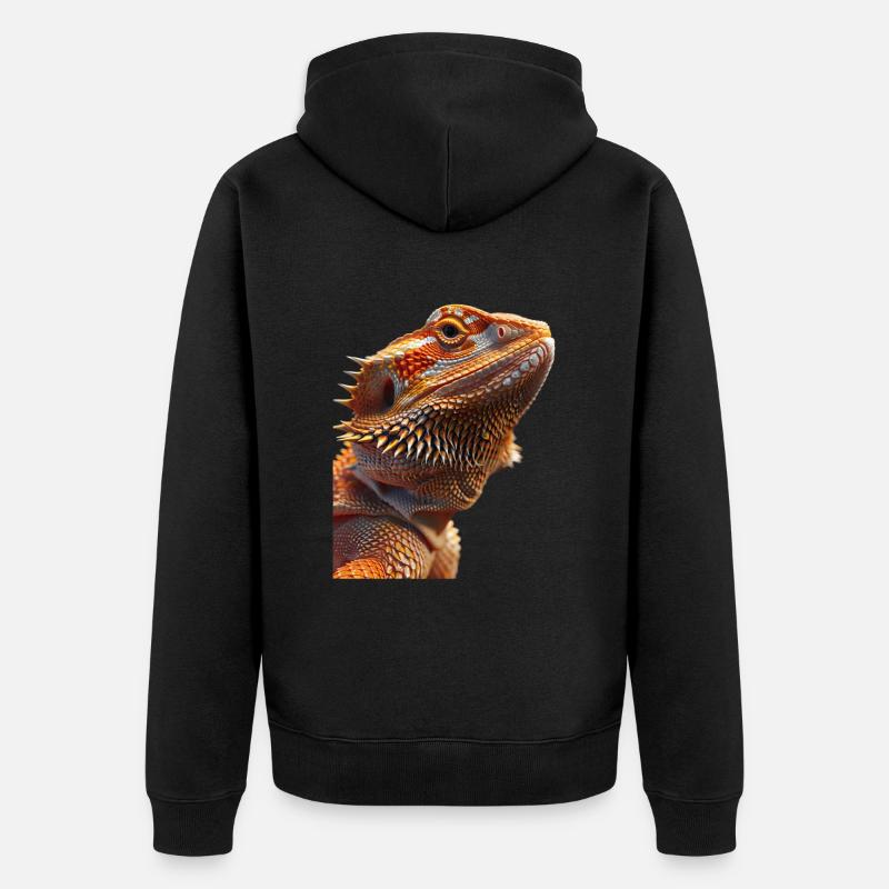 Bärtiger Drache - Unisex Premium Bio Zip Hoodie - Schwarz