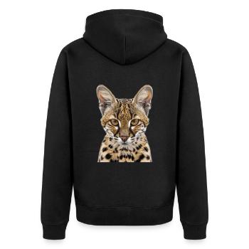 Savannah Katze - Unisex Premium Bio Zip Hoodie - Schwarz - Hinten - Nico (187cm)