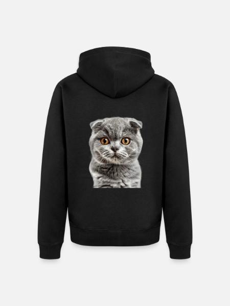 Scottish Fold-eared Cat - Unisex Premium Organic Zip Hoodie - black